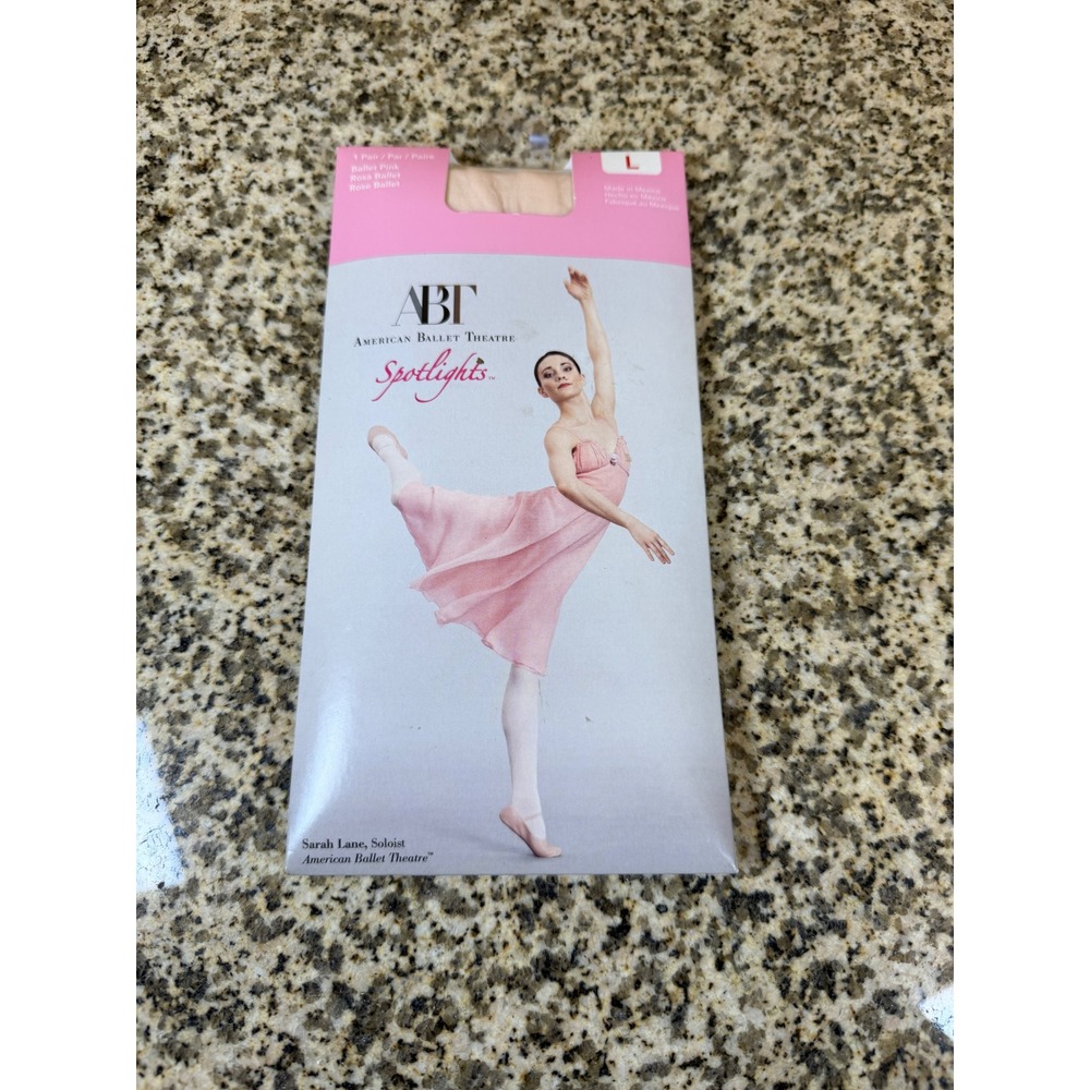 American Ballet Theatre Spotlights Girls Ballet Pink Tights Size L Large NEW